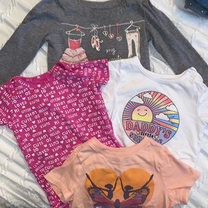3 onesies and a t shirt for baby girl